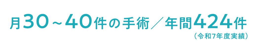 月30～40件の手術／年間424件（令和7年度実績）
